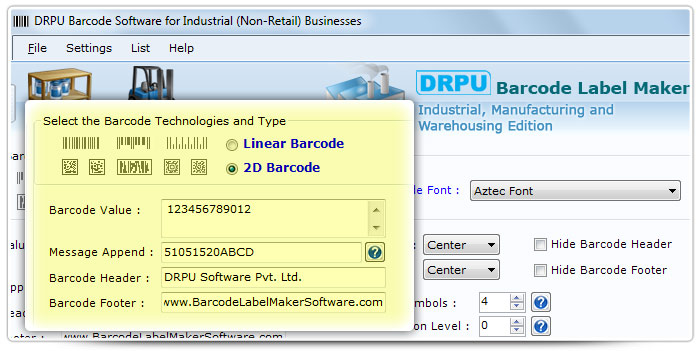 Barcode label Maker Software Designed Aztec Font
