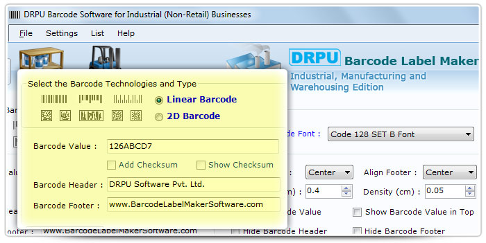 Barcode label Maker Software Designed Code 128 Set B Font