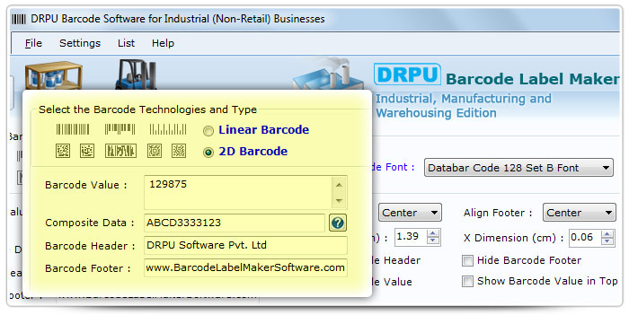 Barcode label Maker Software Designed Databar Code 128 Set B Font