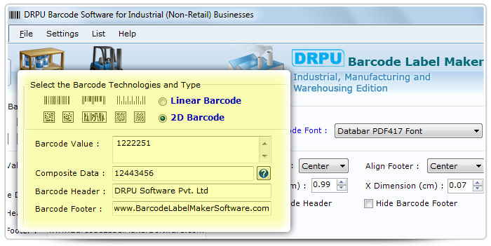 Barcode label Maker Software Designed Databar PDF417 Font