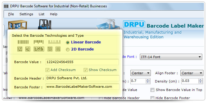 Barcode label Maker Software Designed ITF- 14 Font