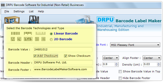 Barcode label Maker Software Designed MSI Plessey Font