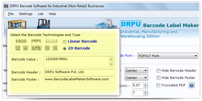 Barcode label Maker Software Designed PDF417 Font