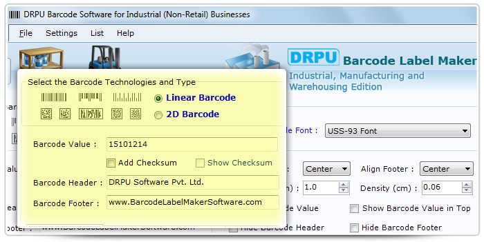 Barcode label Maker Software Designed USS-93 Font