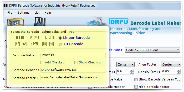 Barcode label Maker Software Designed Code 128 Set C Font