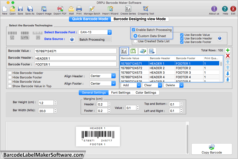 Create Barcode Label