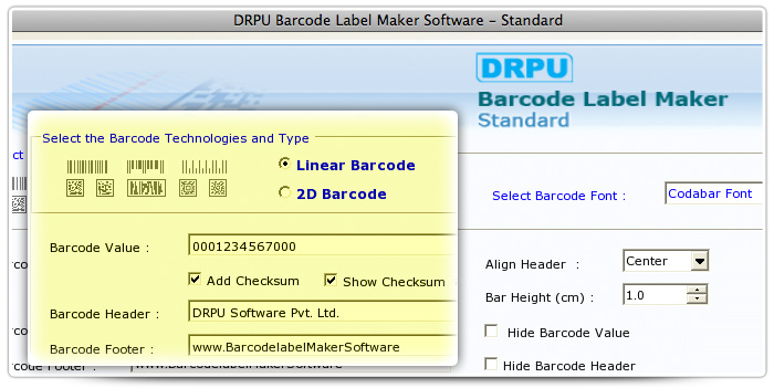 Barcode label Maker Software Designed Codabar Font