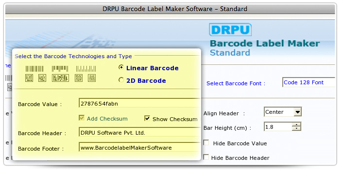 Barcode label Maker Software Designed Code 128 Font