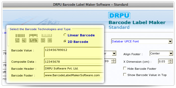 Barcode label Maker Software Designed Databar UPCE Font