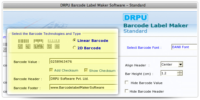 Barcode label Maker Software Designed EAN8 Font