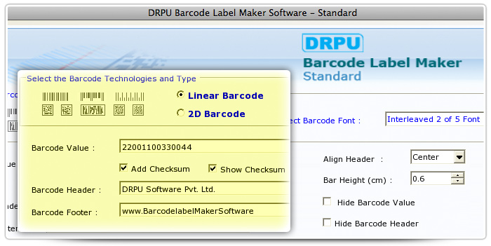 Barcode label Maker Software Designed Interleaved 2 of 5 Font