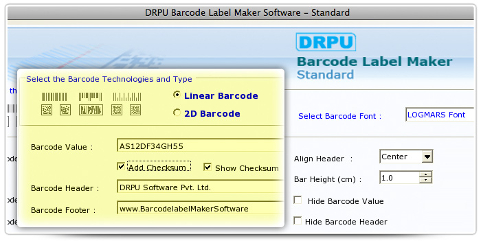 Barcode label Maker Software Designed Logmars Font