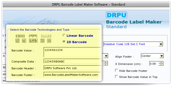 Barcode label Maker Software Designed Databar Code 128 Set C Font