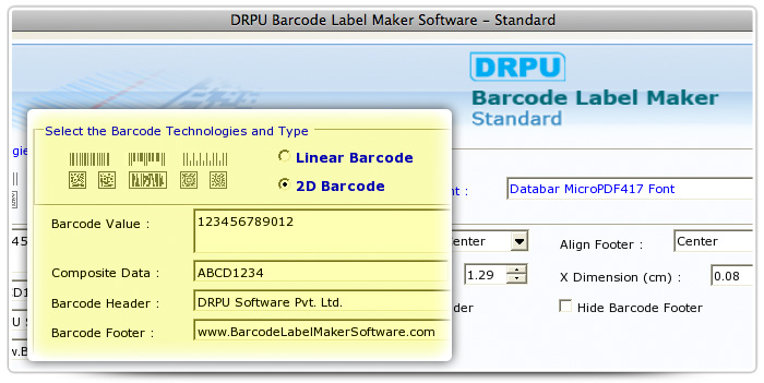 Barcode label Maker Software Designed Databar MicroPDF 417 Font