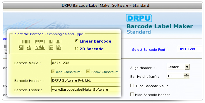 Barcode label Maker Software Designed UPCE Font