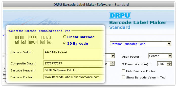 Barcode label Maker Software Designed Databar Truncated Font