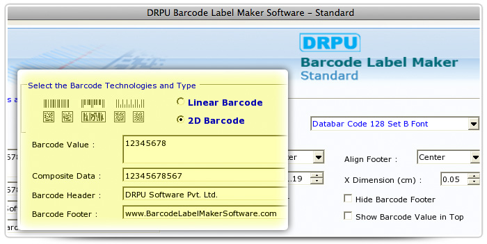 Barcode label Maker Software Designed Databar Code 128 Set B Font