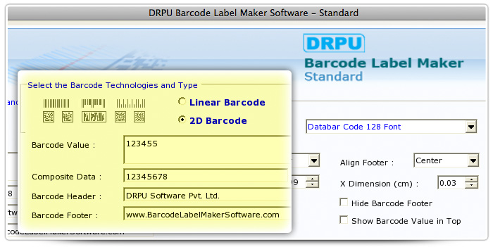 Barcode label Maker Software Designed Databar Code 128 Font