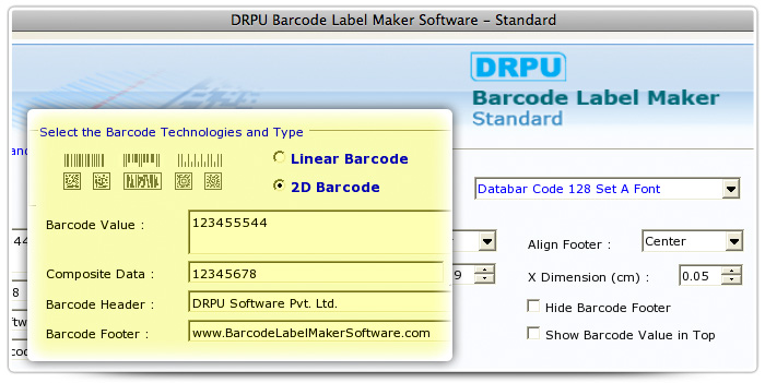 Barcode label Maker Software Designed Databar Code 128 Set A Font