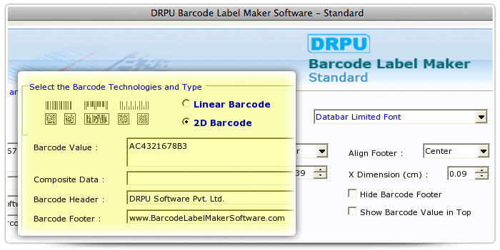 Barcode label Maker Software Designed Databar Limited Font