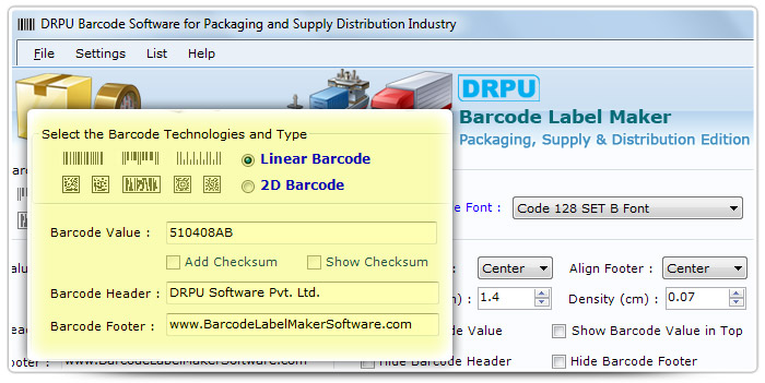 Barcode label Maker Software Designed Code 128 Set B Font