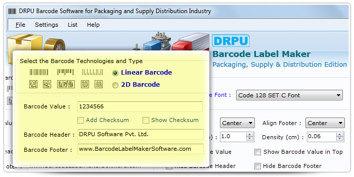 Barcode label Maker Software Designed Code 128 Set C Font