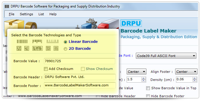 Barcode label Maker Software Designed Code39 Full ASCII Font