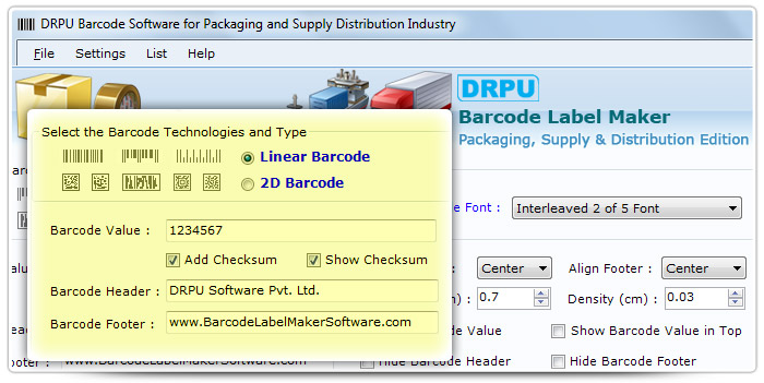 Barcode label Maker Software Designed Interleaved 2 of 5 Font