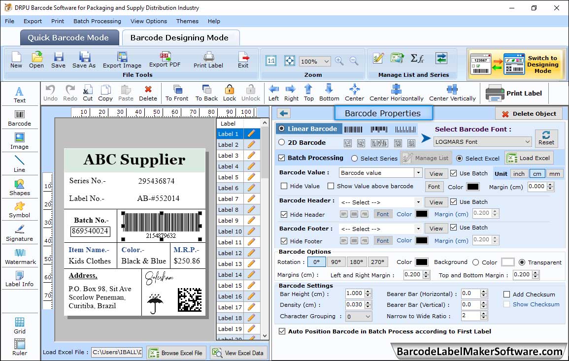 Barcode Label Maker Software for Packaging Industry