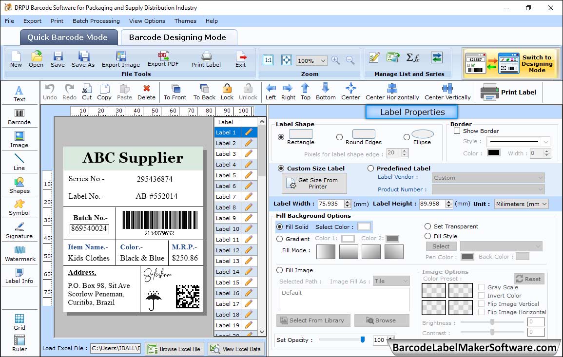 Barcode Label Maker Software for Packaging Industry