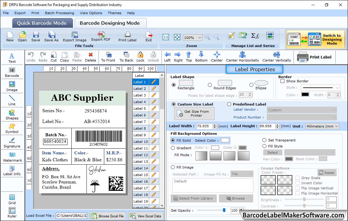 Label Properties