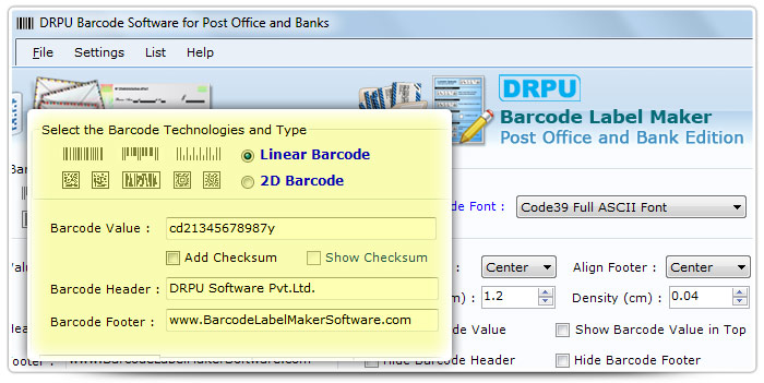 Barcode label Maker Software Designed Code39 Full ASCII Font