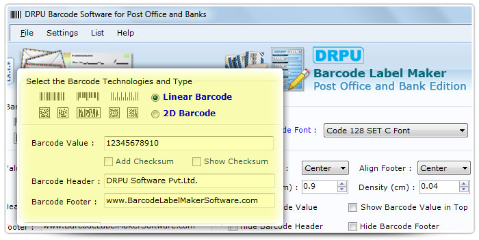 Barcode label Maker Software Designed Code 128 Set C Font