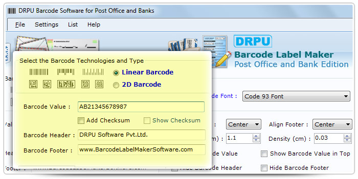 Barcode label Maker Software Designed Code 93 Font