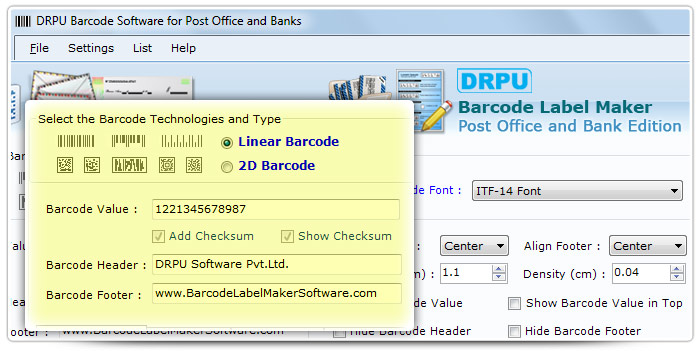 Barcode label Maker Software Designed ITF- 14 Font