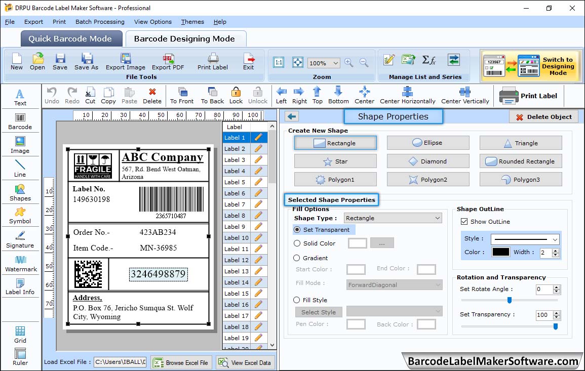 Barcode Label Maker Software - Professional