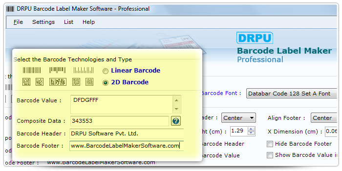 Barcode label Maker Software Designed Databar Code 128 Set A Font