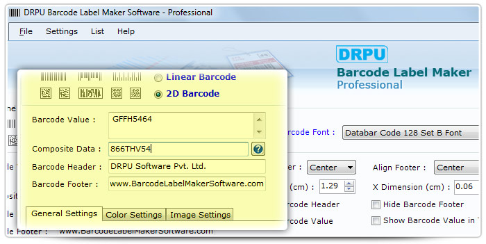 Barcode label Maker Software Designed Databar Code 128 Set B Font