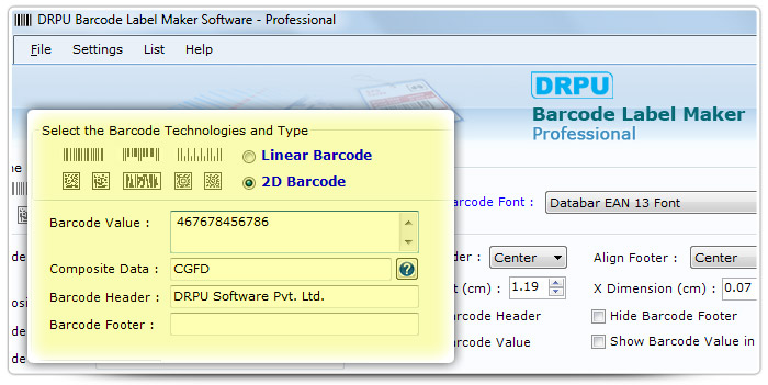 Barcode label Maker Software Designed  Databar EAN 13 Font