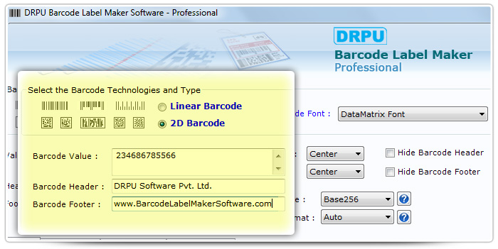 Barcode label Maker Software Designed DataMatrix Font