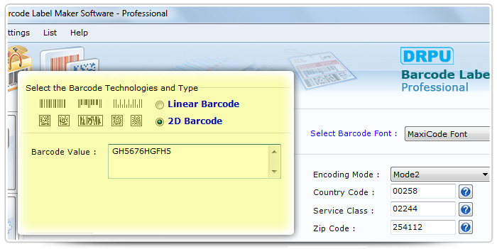 Barcode label Maker Software Designed MaxiCode Font