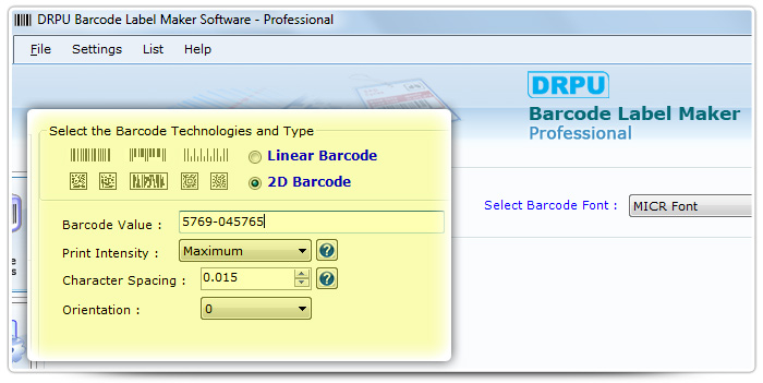 Barcode label Maker Software Designed MICR Font