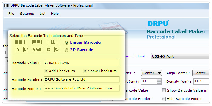 Barcode label Maker Software Designed USS-93 Font