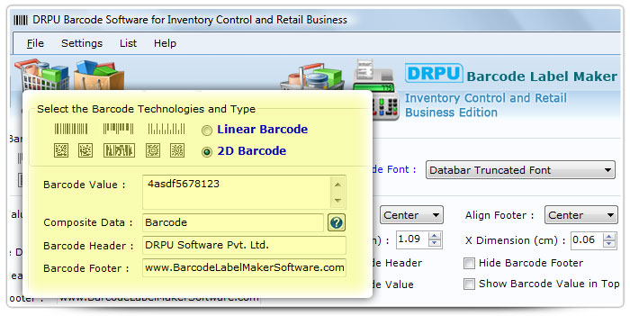 Barcode label Maker Software Designed Databar Truncated Font