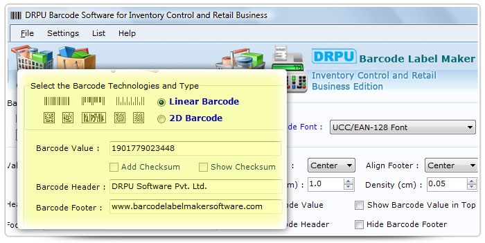 Barcode label Maker Software Designed UCC/EAN-28 Font