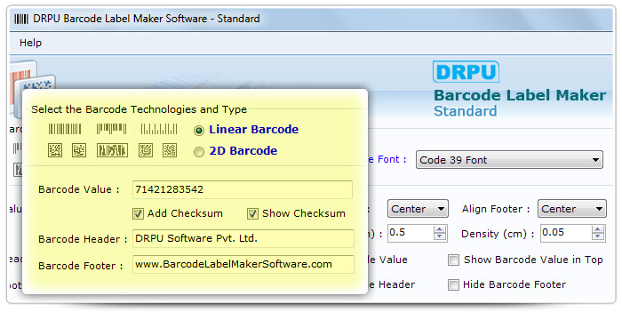 Barcode label Maker Software Designed Code 39 Font