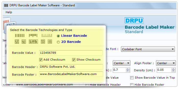 Barcode label Maker Software Designed Codabar Font