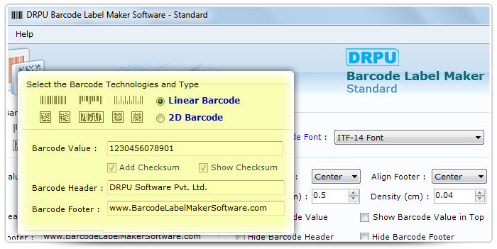 Barcode label Maker Software Designed ITF-14 Font