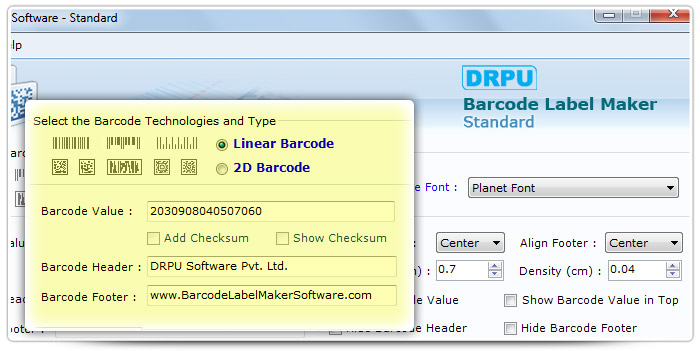 Barcode label Maker Software Designed Planet Font