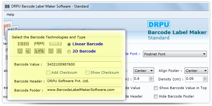 Barcode label Maker Software Designed Postnet Font